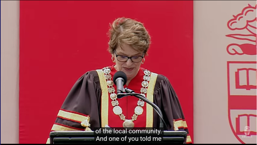 Brown video with captions showing